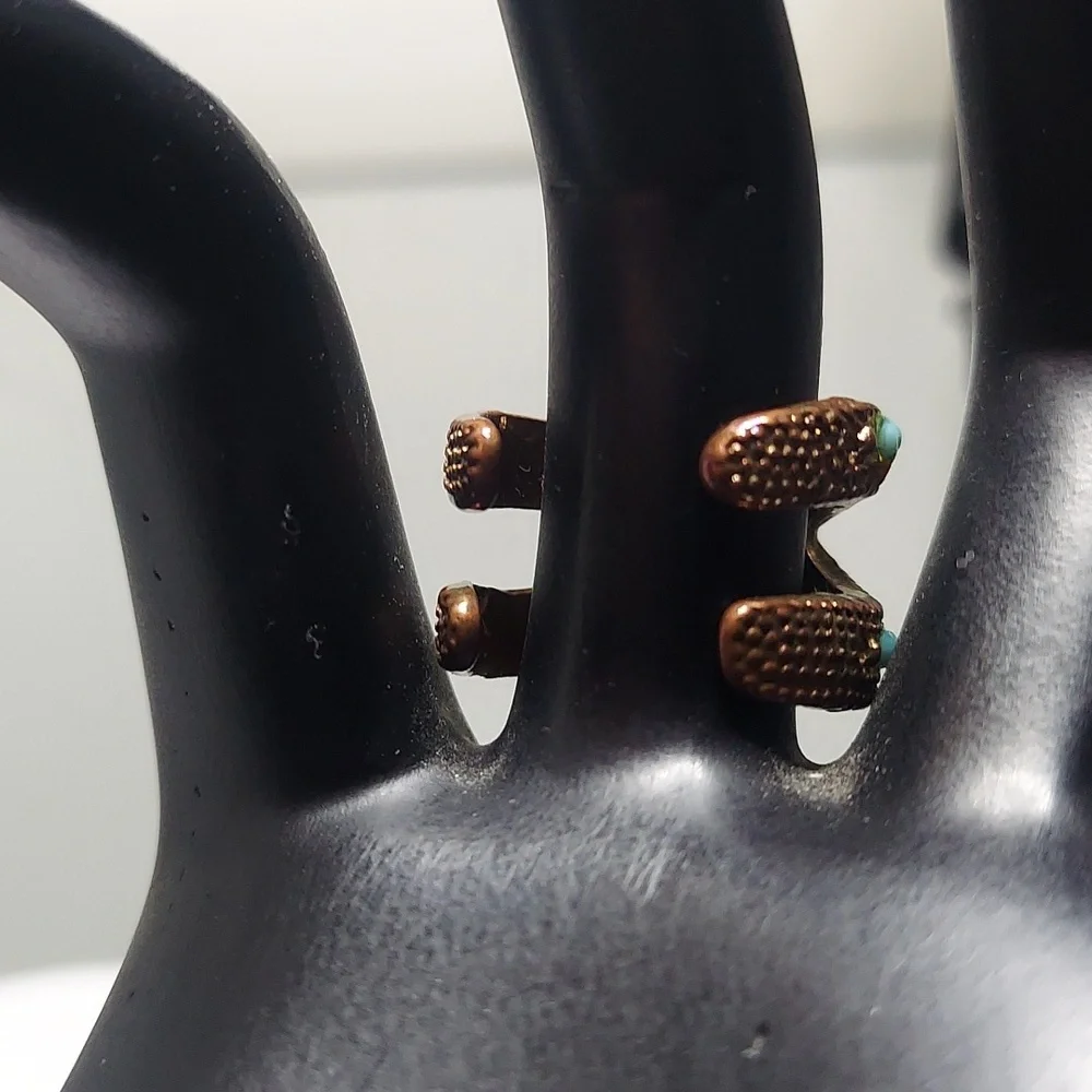 Turquoise Blue Brass Ocean Starfish Open End Ring